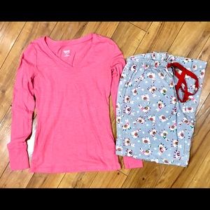 Long sleeve tee top shirt and flannel pajama pants outfit set small — su…